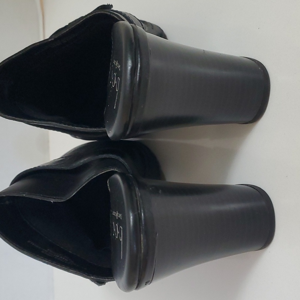 BOC Black Leather Heeled Clogs With Side Buckle Western, Size 9 - Picture 10 of 13